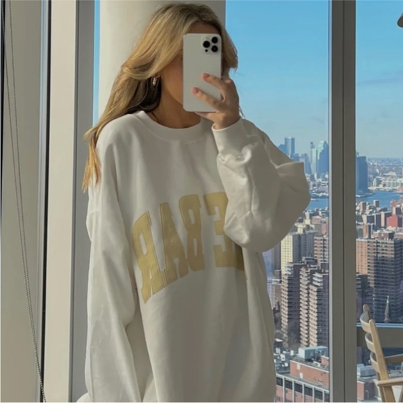 The Bar Varsity Sweatshirt - White/Tan - Picture 6 of 9